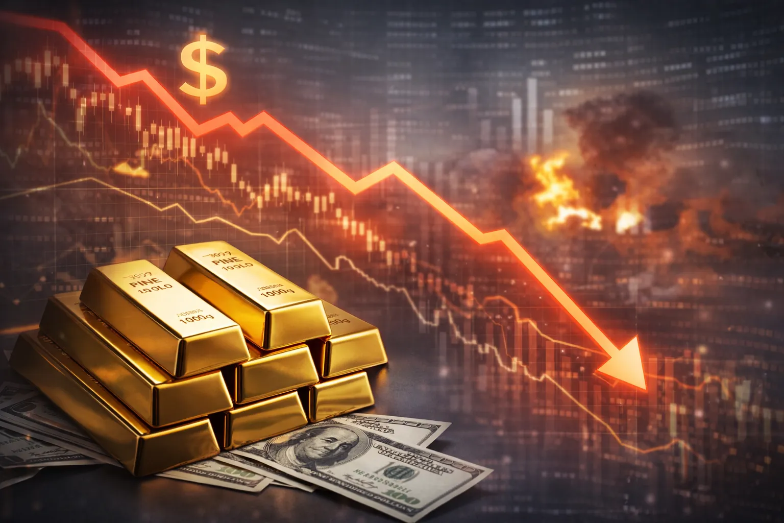 الذهب يتراجع رغم التوترات مع صعود الدولار والضغط من الفائدة